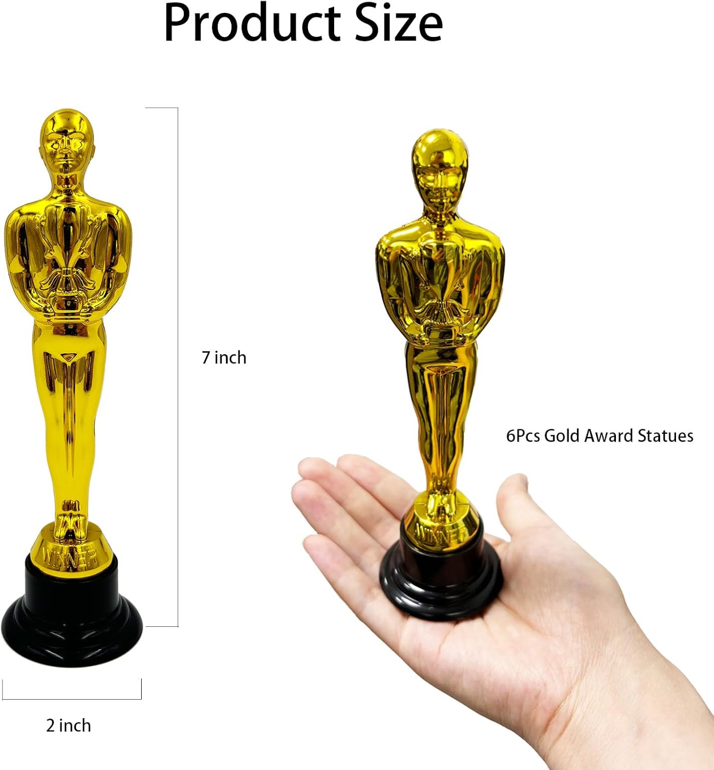 6 PCS Plastic Gold Award Trophies for Party Decorations, Party Favors, School Award, Game Prize, Party Prize and Appreciation Gifts