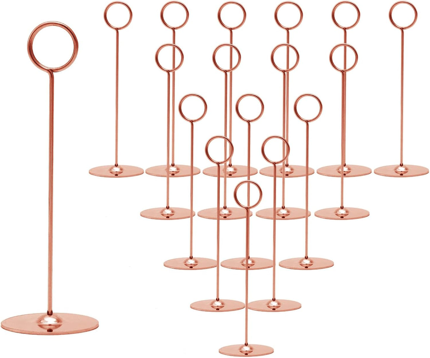 Urban Deco 16 Pieces Table Card Holder 8 inches Table Number Holders Place Steel Card Holders for Photos, Food Signs, Memo Notes, Weddings, Restaurants, Birthdays (Rosegold)