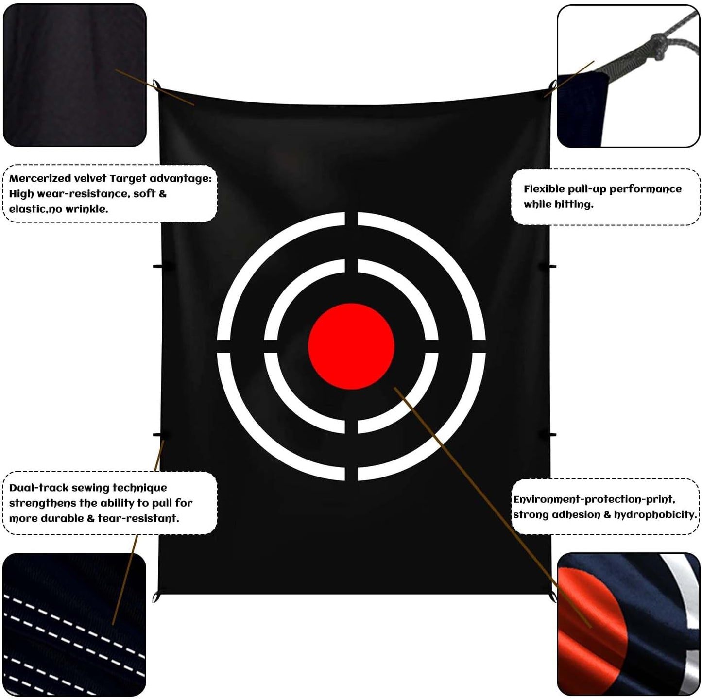 Gagalileo Golf Target Cloth Replacement : Portable Easy Setup with S-Hooks & Ropes, All Golfers Training Accuracy for Backyard & Garage