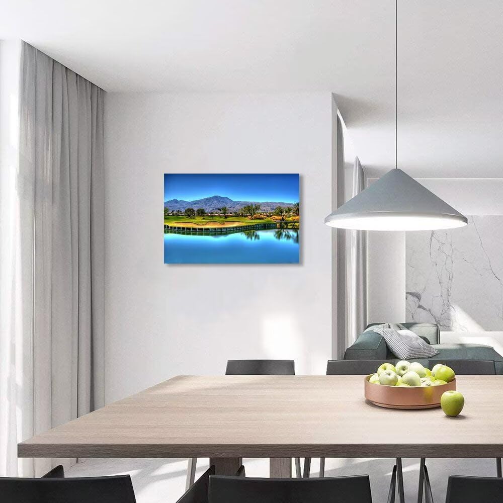 Augusta National Golf Course Wall Art for Living Room Bedroom Bathroom Home Decorations USA Georgia Golf Course Picture Poster Framed Artwork Canvas Prints Ready to Hang(12''H x 16''W)