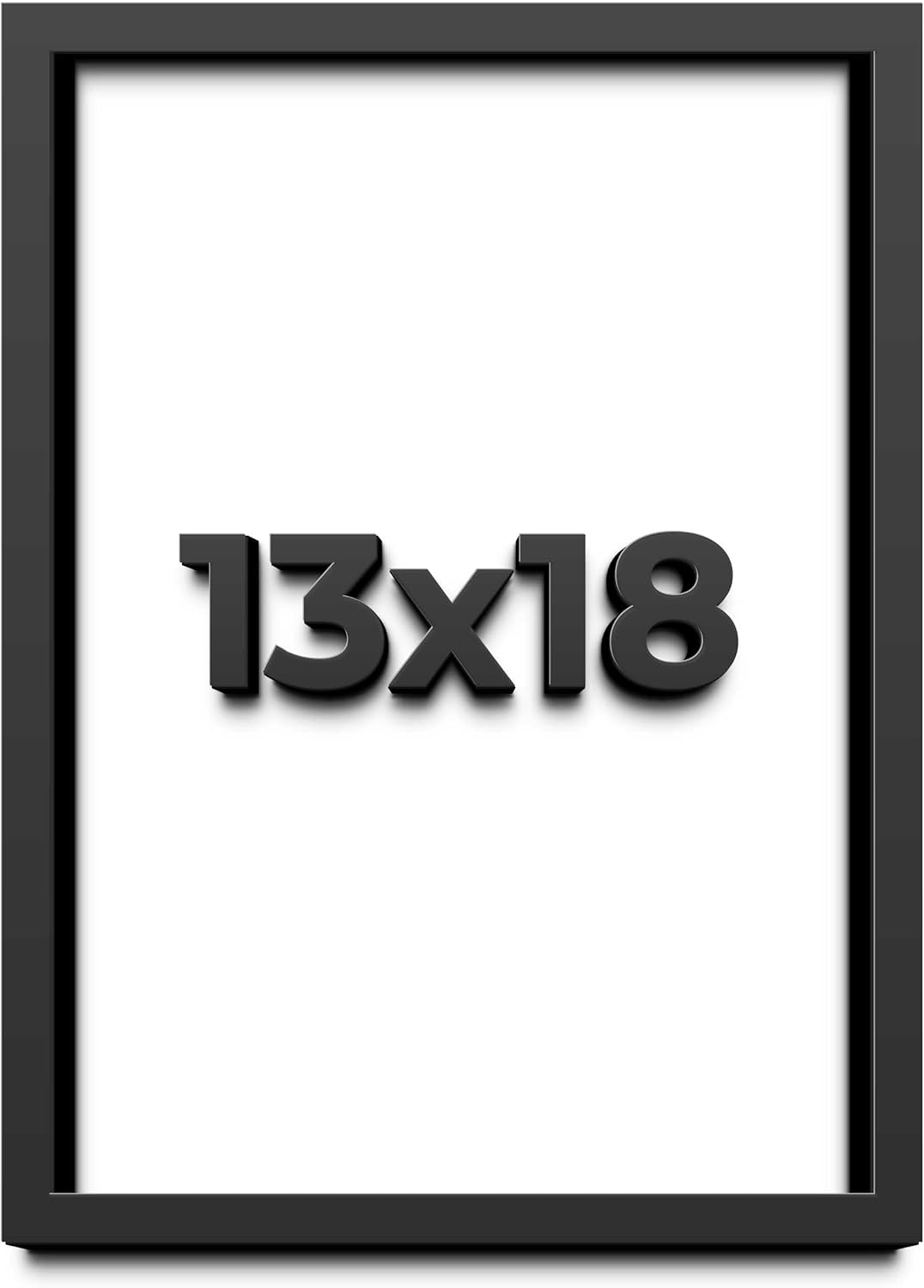 13x18 Shadow Box Black Solid Wood Display Frame with White Acid-Free Backing UV Acrylic & Hanging Hardware - with 3/4" Usable Depth