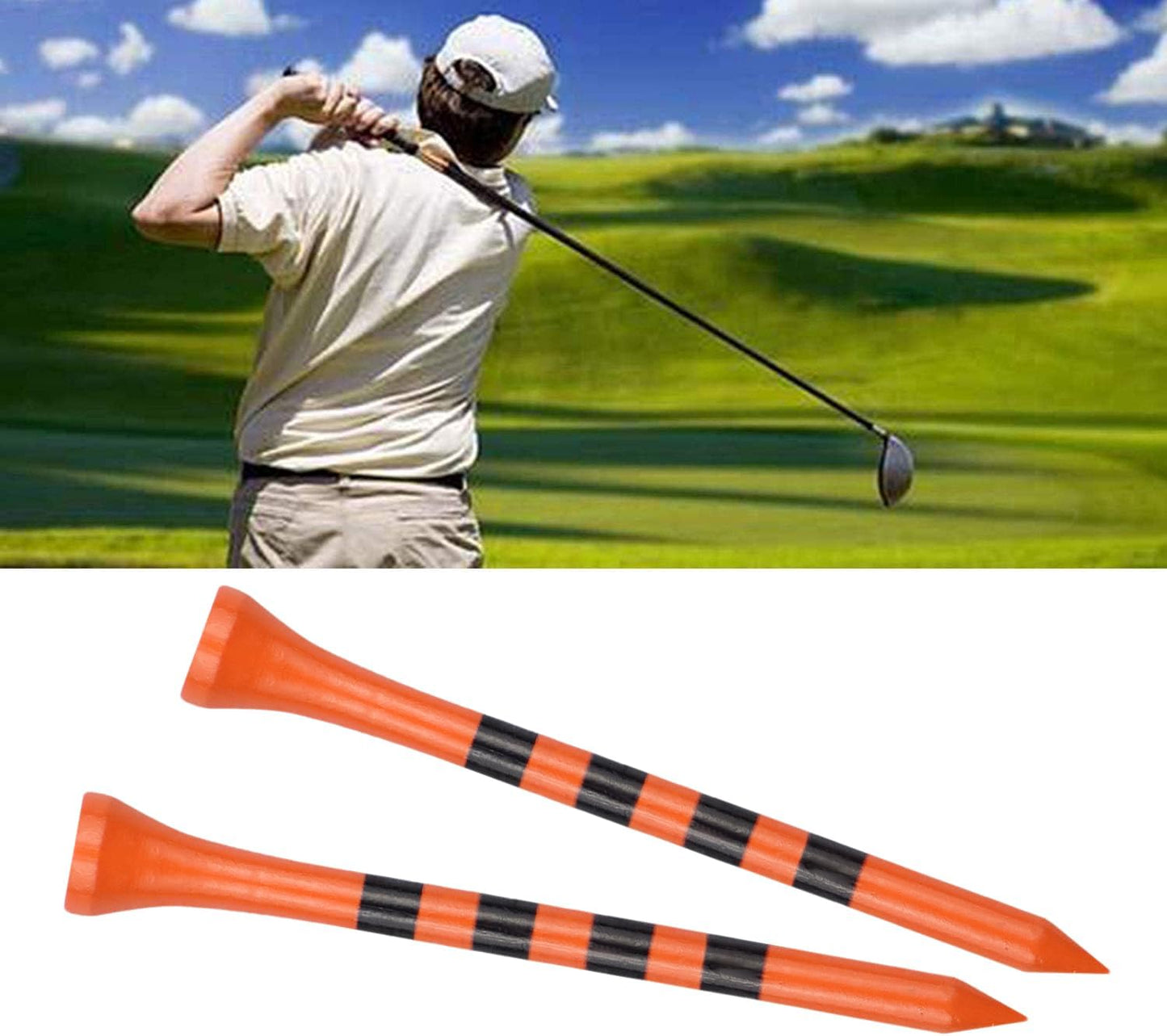 Wooden Golf Tees 3-1/4", 2-3/4", 2-1/8", 1-1/2" Available, 100 Count (Natural Color, White, Black, Blue, Red, Green, Yellow, Pink, Orange)