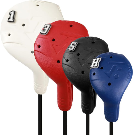 Golf Head Covers, EVA Plastic Golf Club Covers for Driver Fairway Woods Hybrid, Driver Headcover with Pins, Fit All Right-Handed Golf Clubs, Easy On Off, Washable
