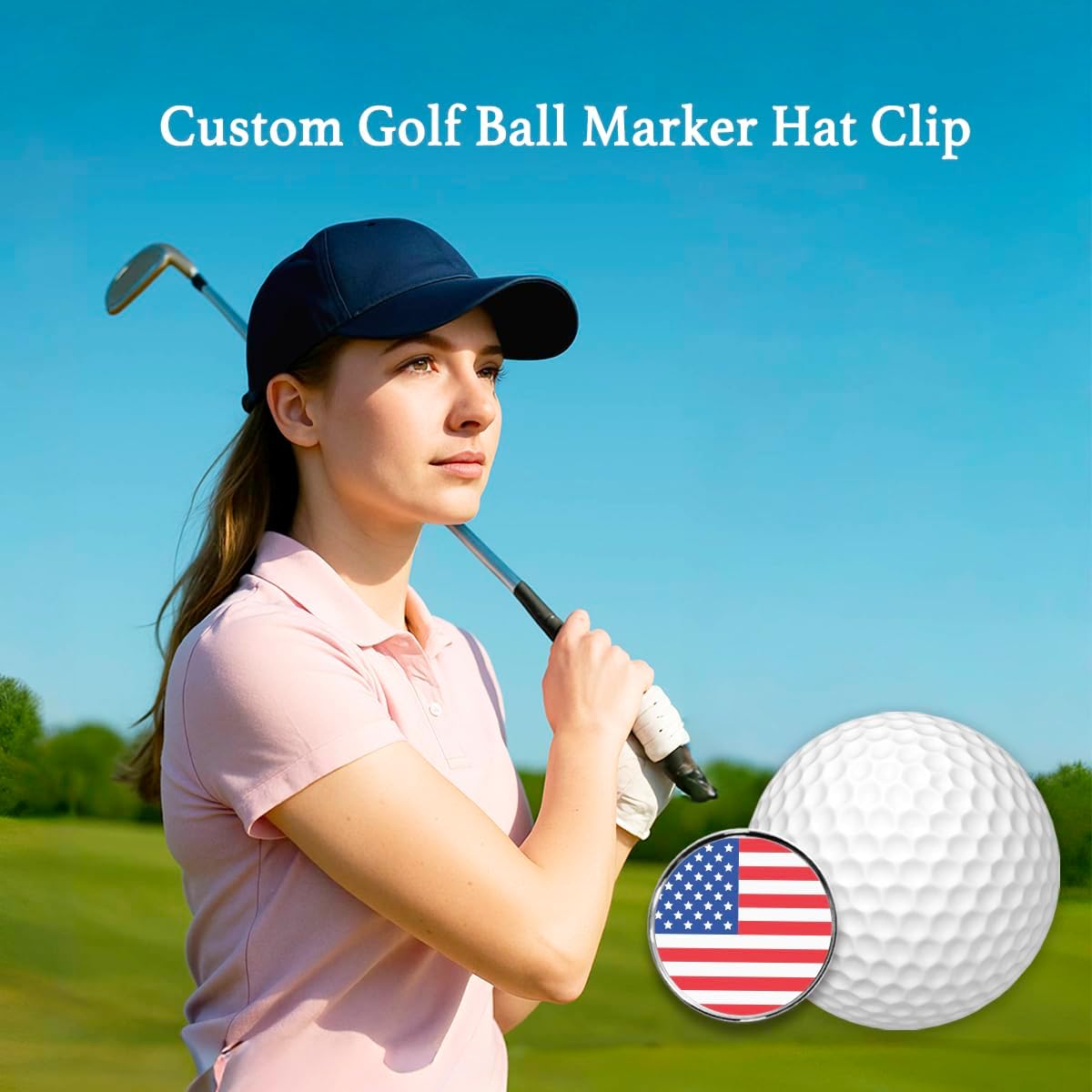 Personalized Golf Ball Marker Hat Clip – Custom Magnetic Marker with Your Photo, Name, Logo or Initials – Unique Golf Gift for Men, Dad, Coach, Golfer