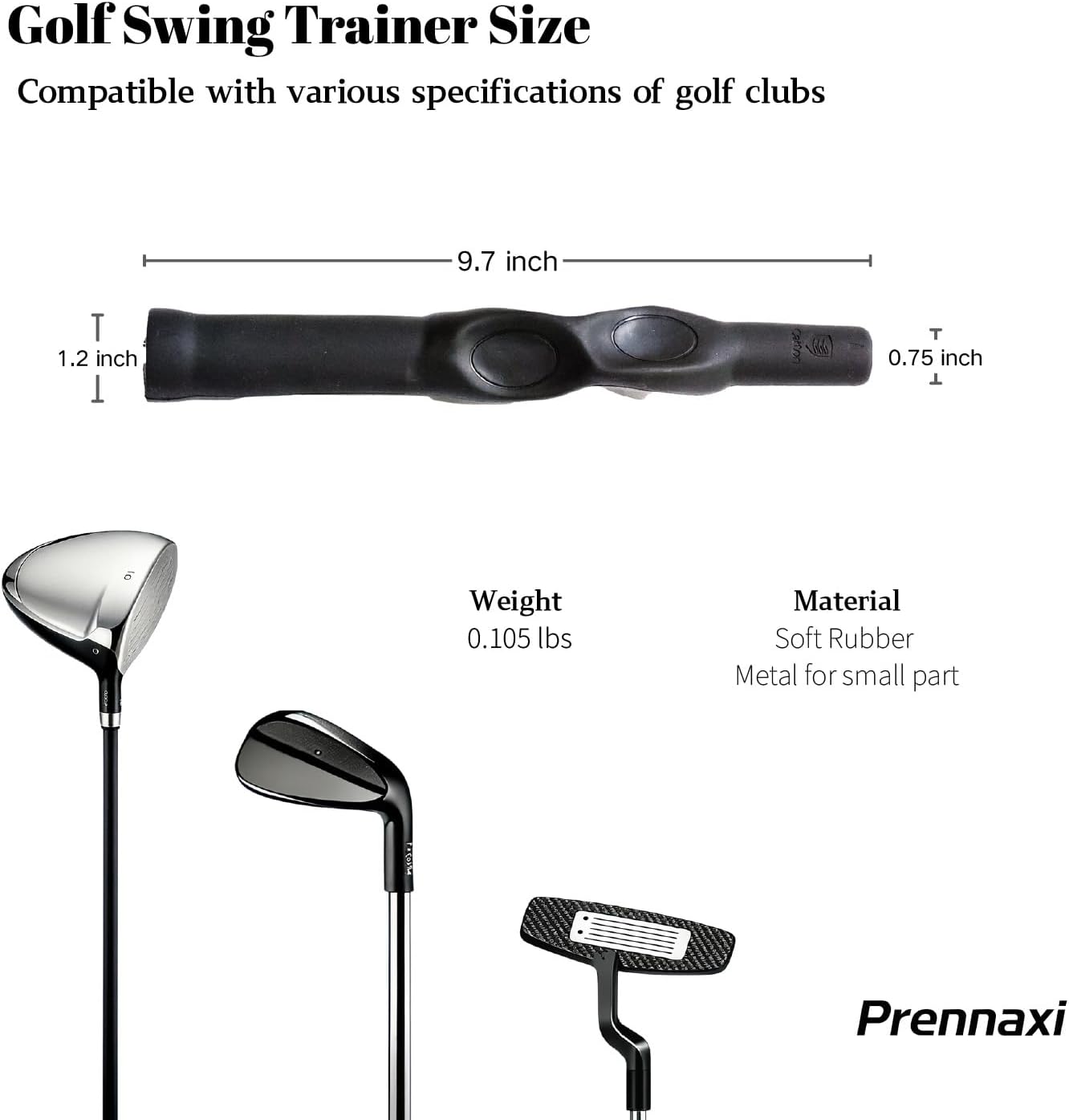 Golf Grip Corrector Trainer, Full-Wrap Hand Placement for Proper Grip and Straighter Shots - Fits All Standard Clubs, Soft Anti-Slip Rubber,Lightweight, Portable Practice Tool