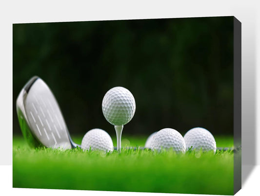 Golf Canvas Wall Art, Golf Course Wall Art Painting Prints for Living Room Wall Decor, Close Up of Golf Balls Poster Picture for Bedroom Decor, Framed Artwork for Office Home Decoration 24x36 Inches