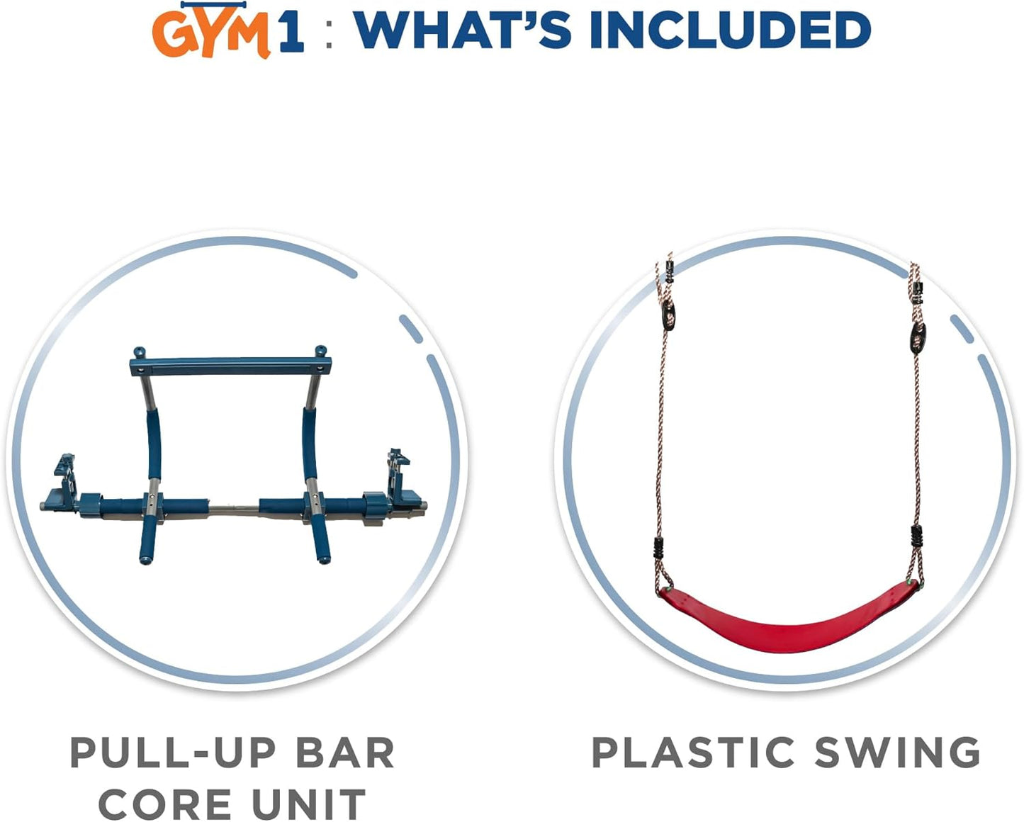 Gym1 Doorway Indoor Swing & Pull-Up Bar Set - Sensory Swing with Rope Ladder - Built-in Pull-Up Bar for Kids Workout Equipment - Easy No-Drill Mount for Indoor Playset - 2-Piece, Red