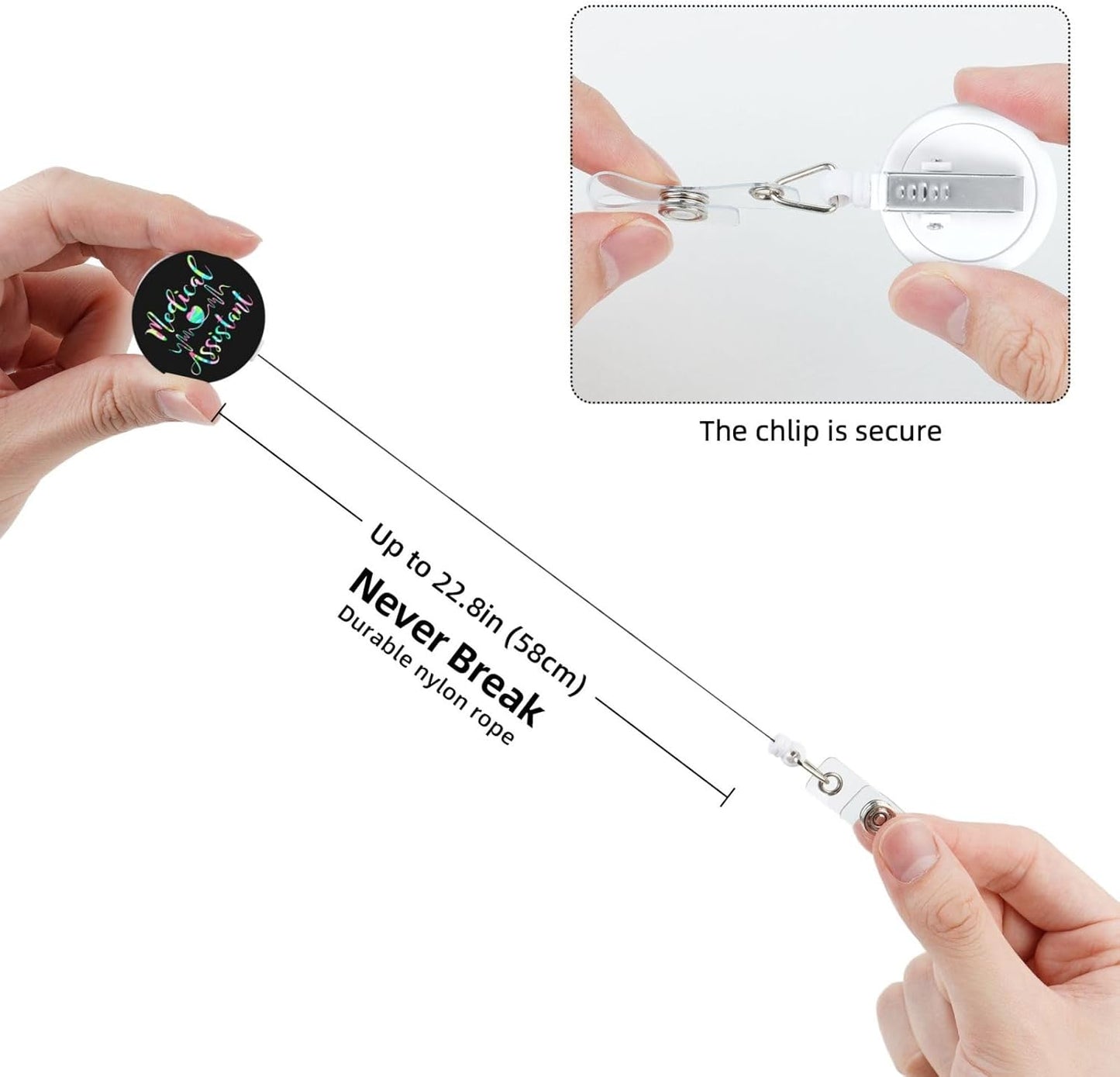 Medical Assistant Badge Reels Retractable Badge Holder with Clip for Id Name Tag Office Worker Student Teacher Nurse Doctor