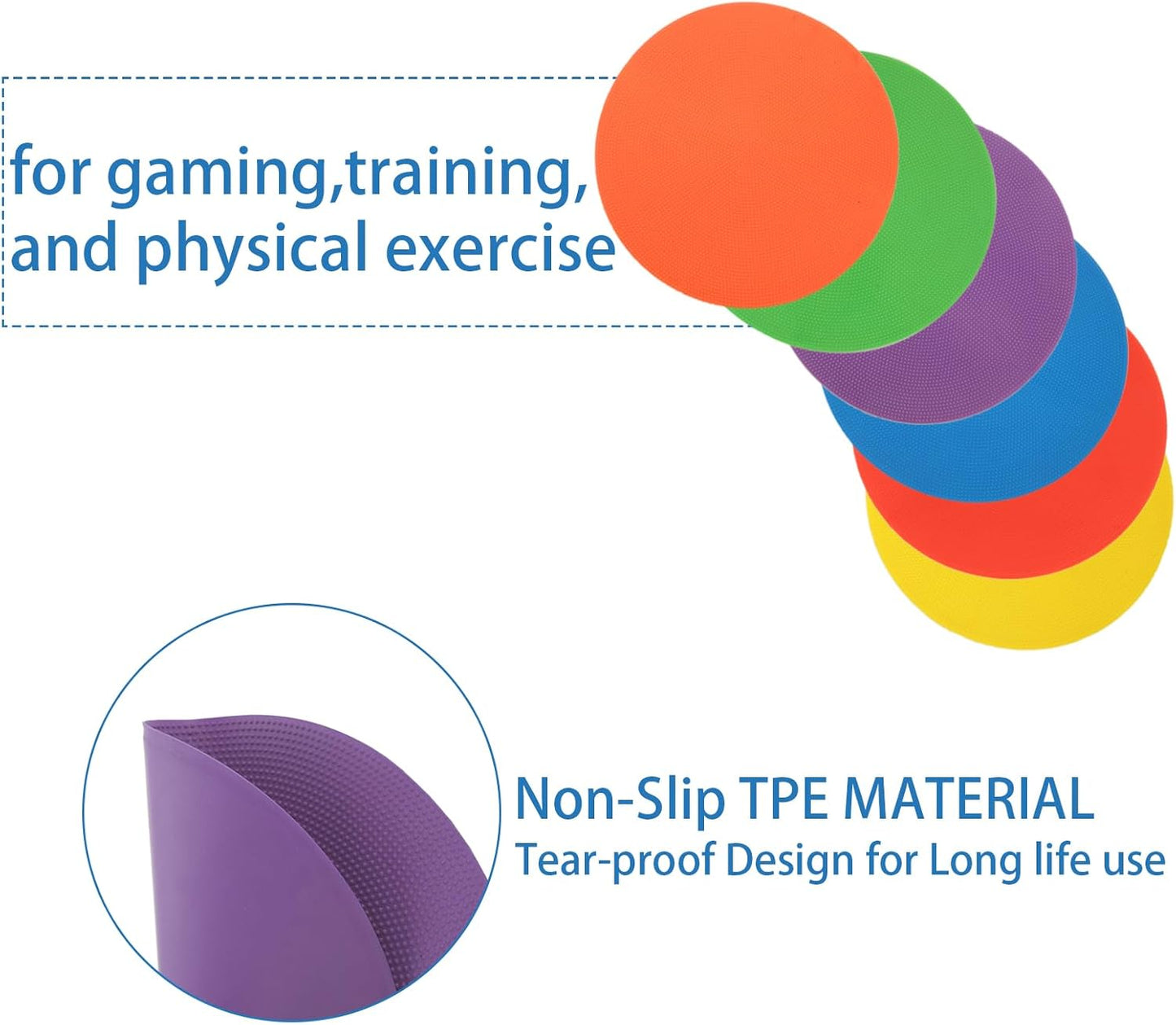 18 PCS 9 Inch Poly Spot Markers Non Slip Flat Field Cones, Spot Floor Dots with Bag, Poly Spots for Gym Floor Exercise Drills, Sports, Games, Speed Agility Training (6 Colors)