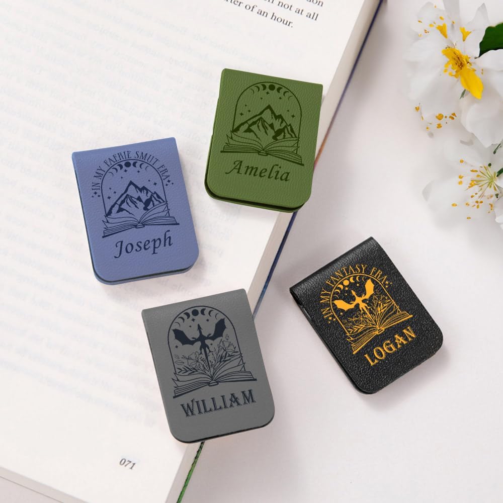 CALLIE Personalized Magnetic Bookmark Clip – Custom Name Reading Gifts for Book Lovers, Birthday Teacher's Day Christmas for Bookworm Gifts (Fantasy Book Dragon)