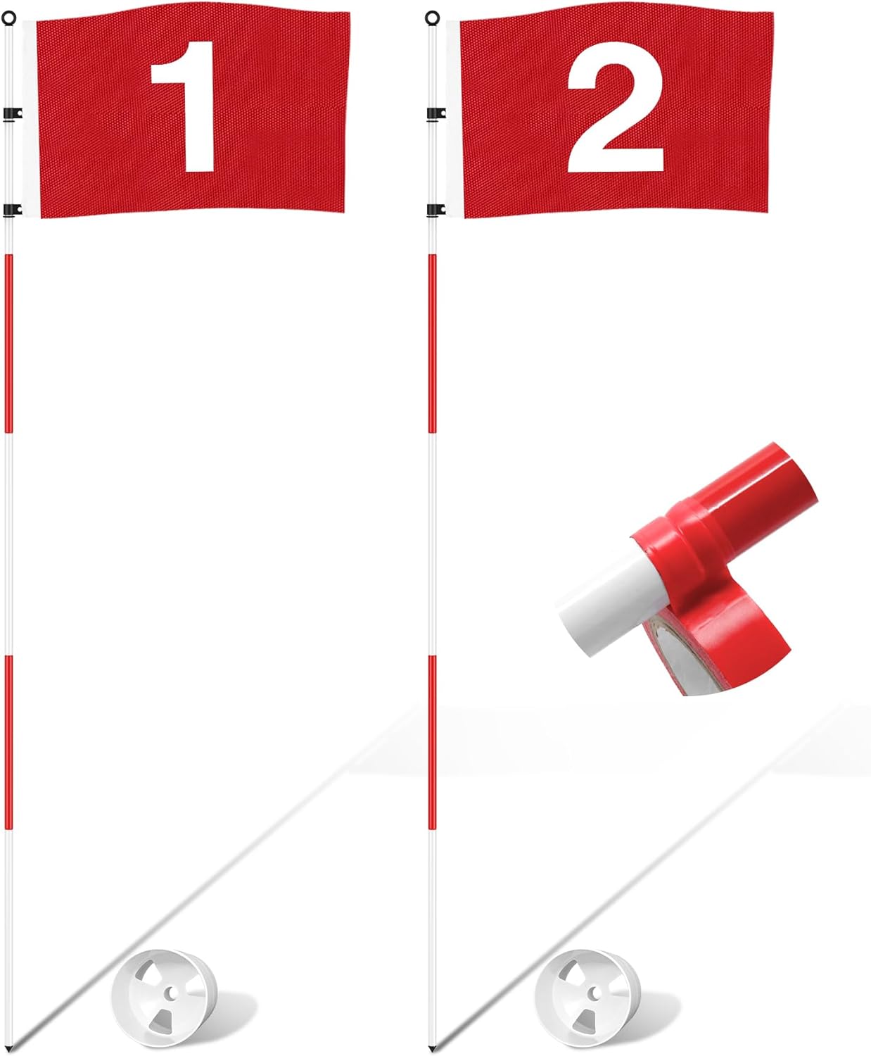 KINGTOP Golf Flagstick 6ft, Portable Five-Section Design for Backyard Practice Putting Green, Driving Range Golf Pin Flag Hole Cup Set, Gift Idea