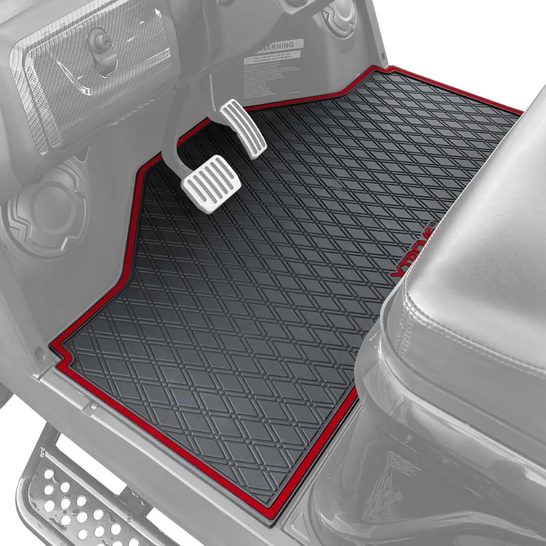 Xtreme MATS Evolution D5 Golf Cart Floor Mat - Rubber Double Diamond Design - Fits DMAX, GT 4 & 6, D5 2 Seater or 2+2 Including Evolution Maverick and Ranger Trims (Flamenco Trim, D5 Front Row Only)