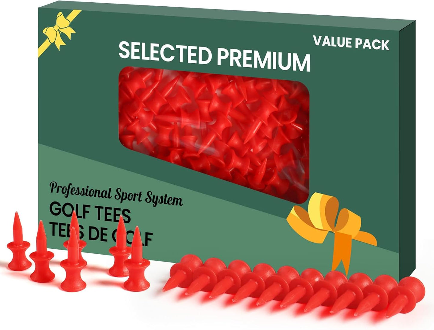 Plastic Golf Castle Tees Step Down Value 200 Count, Unbreakable Mixed or Same Height 1, 1 1/4, 2 3/4, 2 1/4, 2, 1 3/4, 1 1/2 Inch Length Colorful Pack for Practice