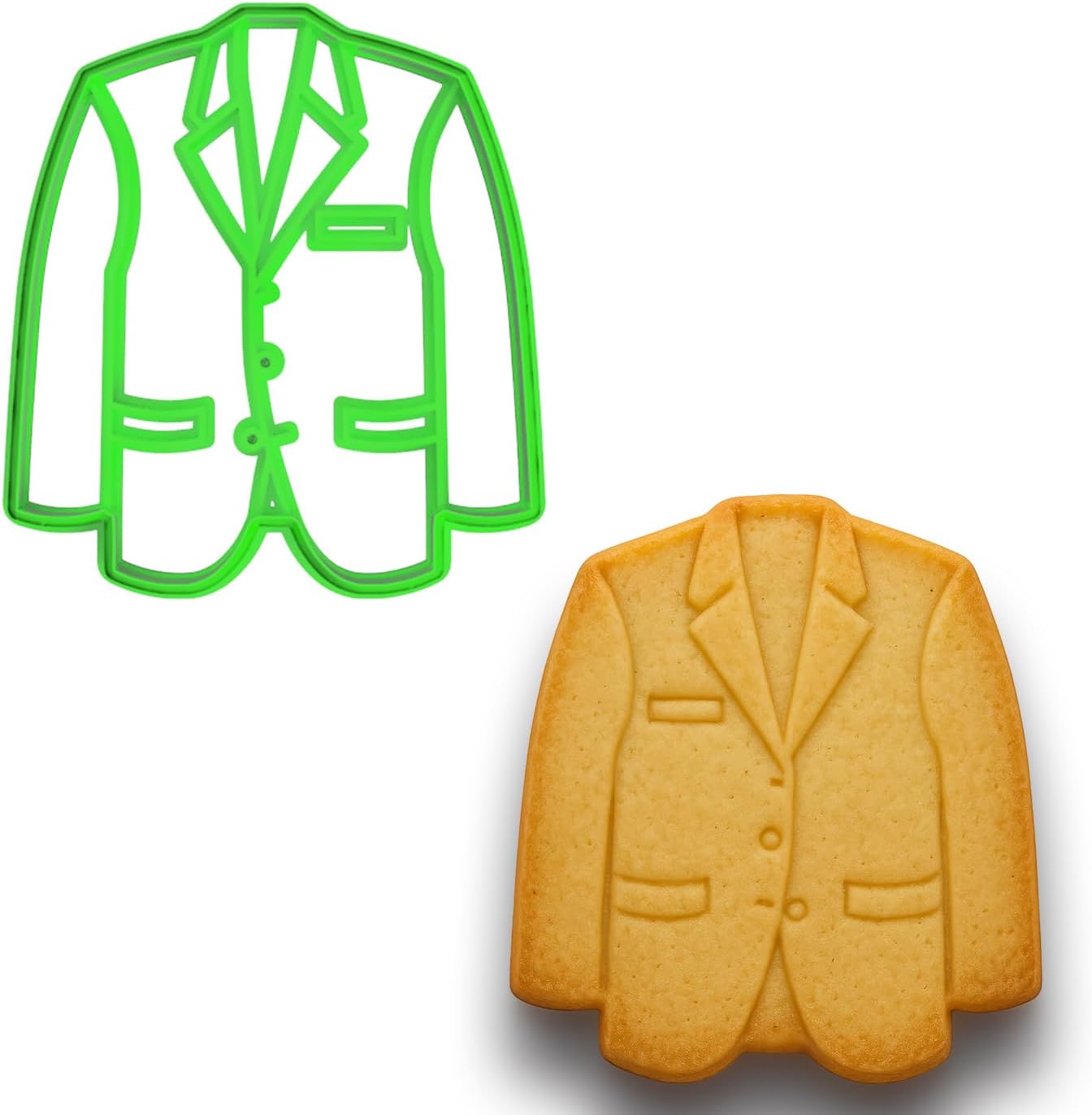 Mighty Gadget Green Jacket Cookie Cutter - 3.75x3.39 Inches, Golf Champion Blazer Baking Mold (Random Color)