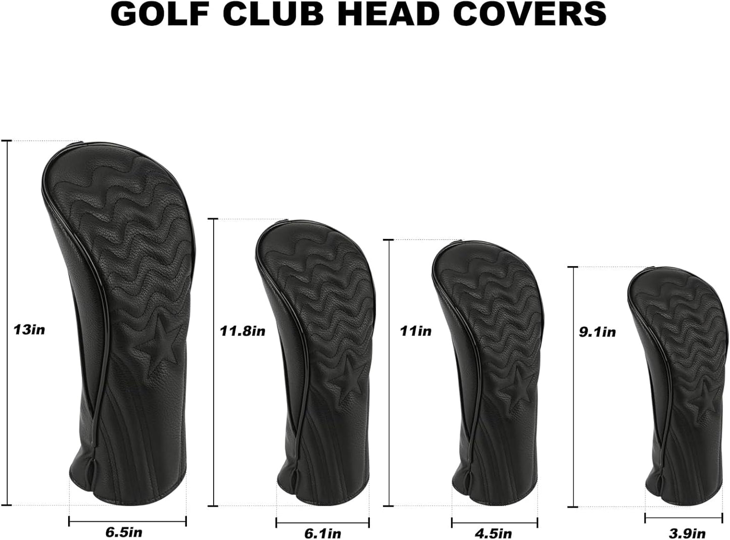 4pcs or 1pc Golf Club Head Covers for Woods, Driver, Fairway, Hybrid – Premium PU Leather with Interchangeable Tags & Magnetic Blade and Mallet Putter Covers