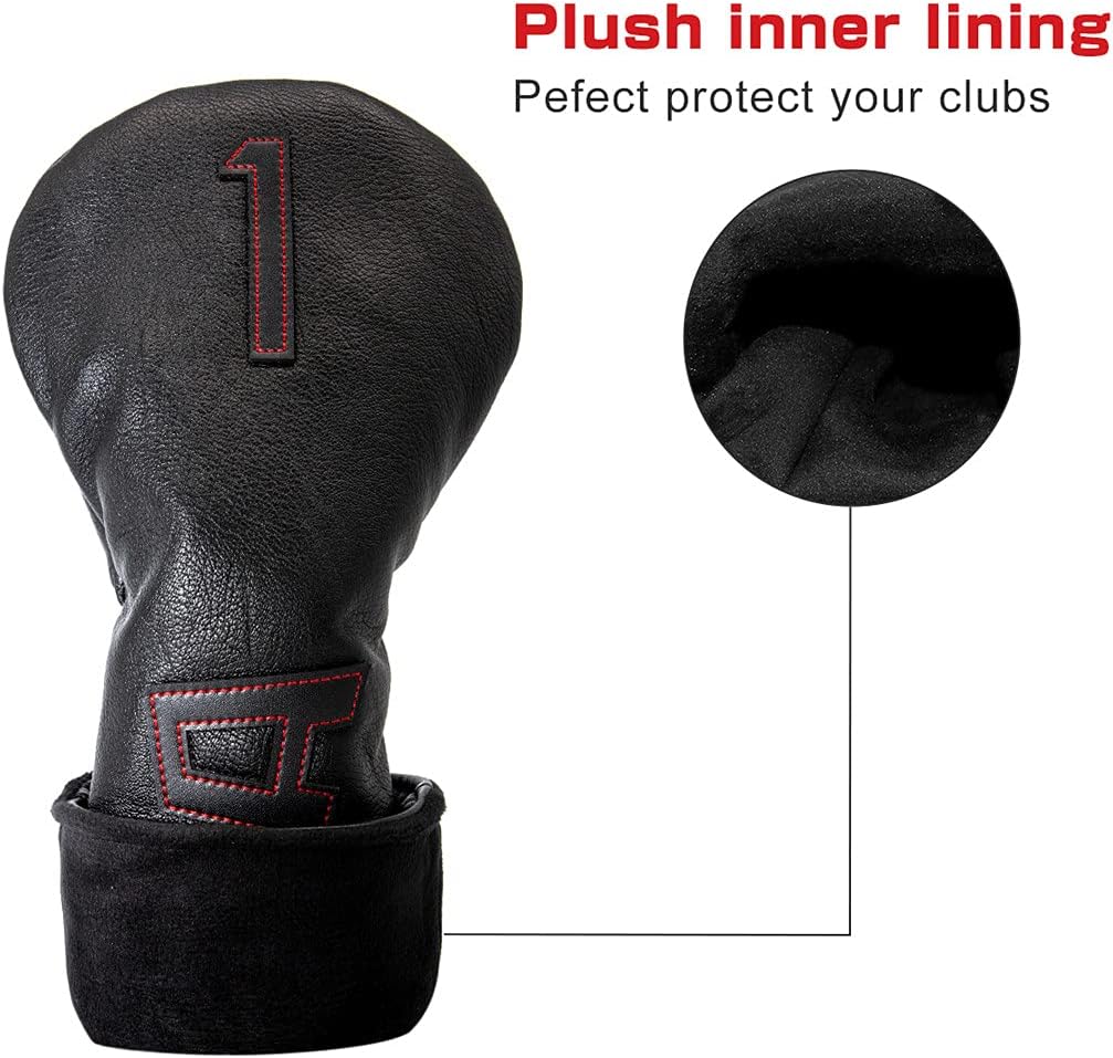 TaylorMade, Titleist, Callaway Golf Driver & Fairway Wood Headcovers - Black Synthetic Leather, Thick, Cool, USA Made