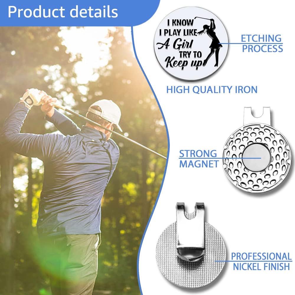 Strong Woman Golfer Ball Marker with Magnetic Hat Clip, Funny Golf Accessories Gifts for Proud Women, Novelty Birthday Gifts for Women Golfer Fan