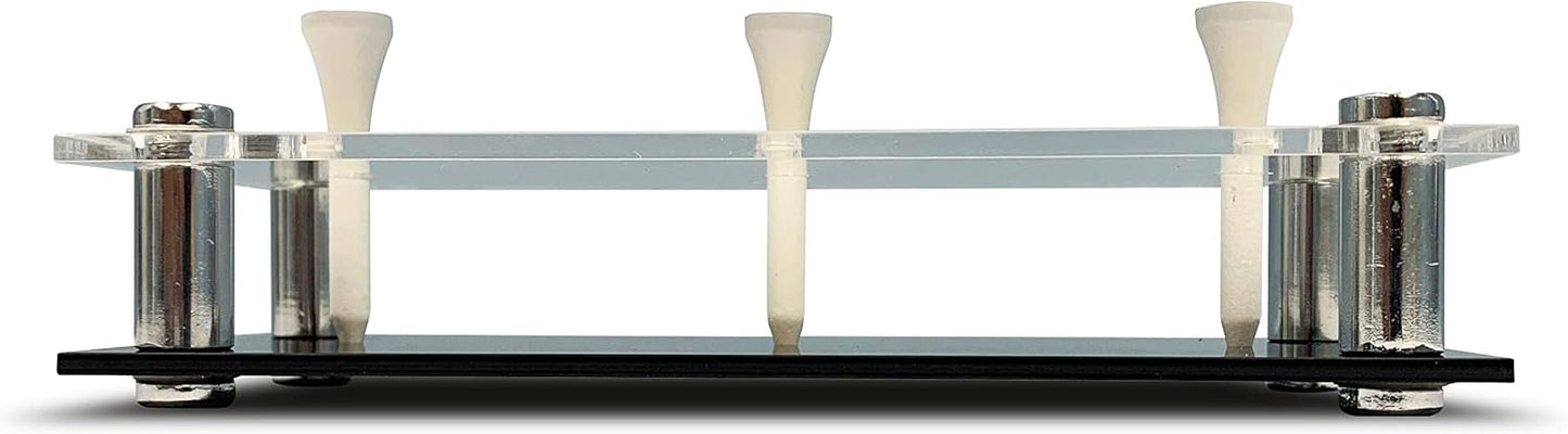 USA Company - Acrylic Golf Ball Display Stand | Holds 3 Golf Balls | Acrylic and Metal | 3 Golf Tees Included