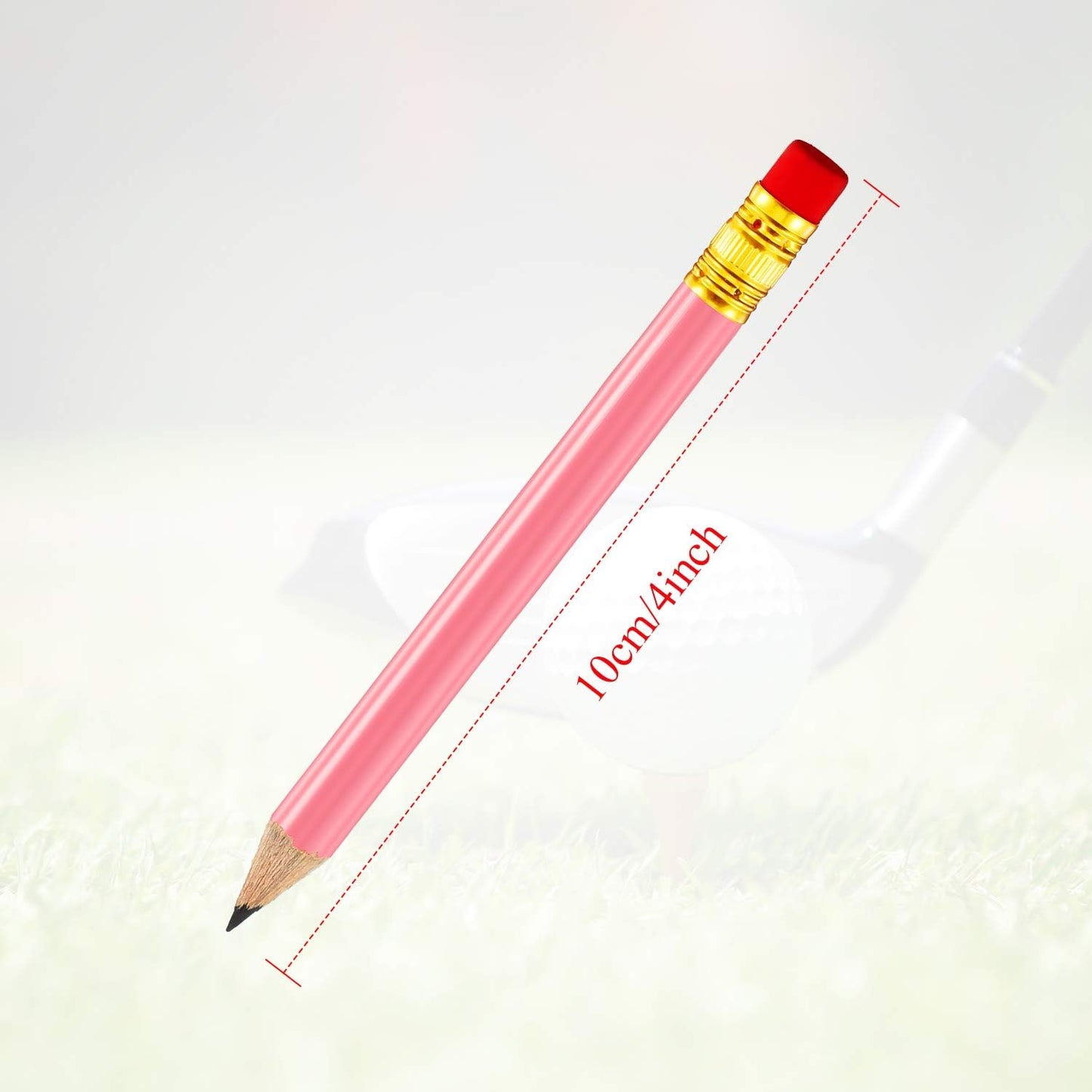 Outus 72 Pieces Golf Pencils Half Pencils with Eraser Mini Bulk Short #2 HB Pre Sharpened for Bridal Shower Wedding Office(Pink)