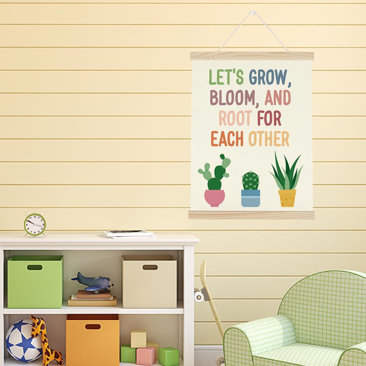 WINGTECA Let's Root For Each Other Sign Boho Decor Art Poster Hanger Frame Classroom Back to School Decorations Colorful Wall Hanging Banner Decor for Classroom Nursery Kids Room Preschool 12x16Inch