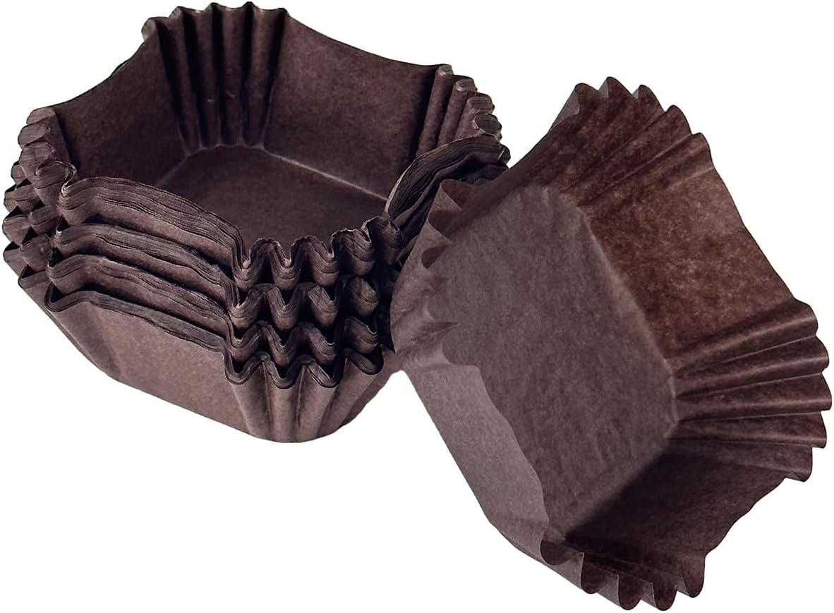 qiqee 500pcs Coffee Square Cupcake Liners Muffin Linner No Smell, Food Grade Baking Cups（Standard Size）