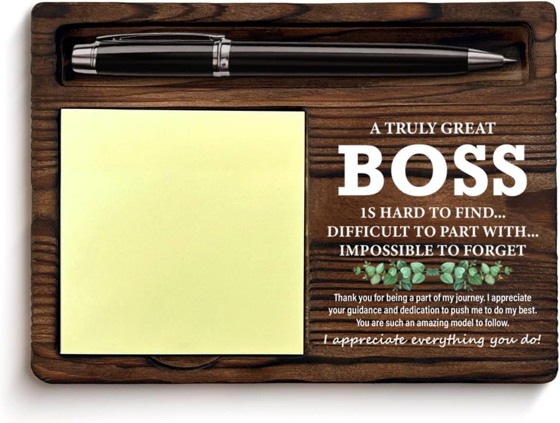 Best Boss Gifts for Men, Thank You Appreciation Gifts for Boss Sticky Note Holder Office Decor Bosses Day Gift Ideas