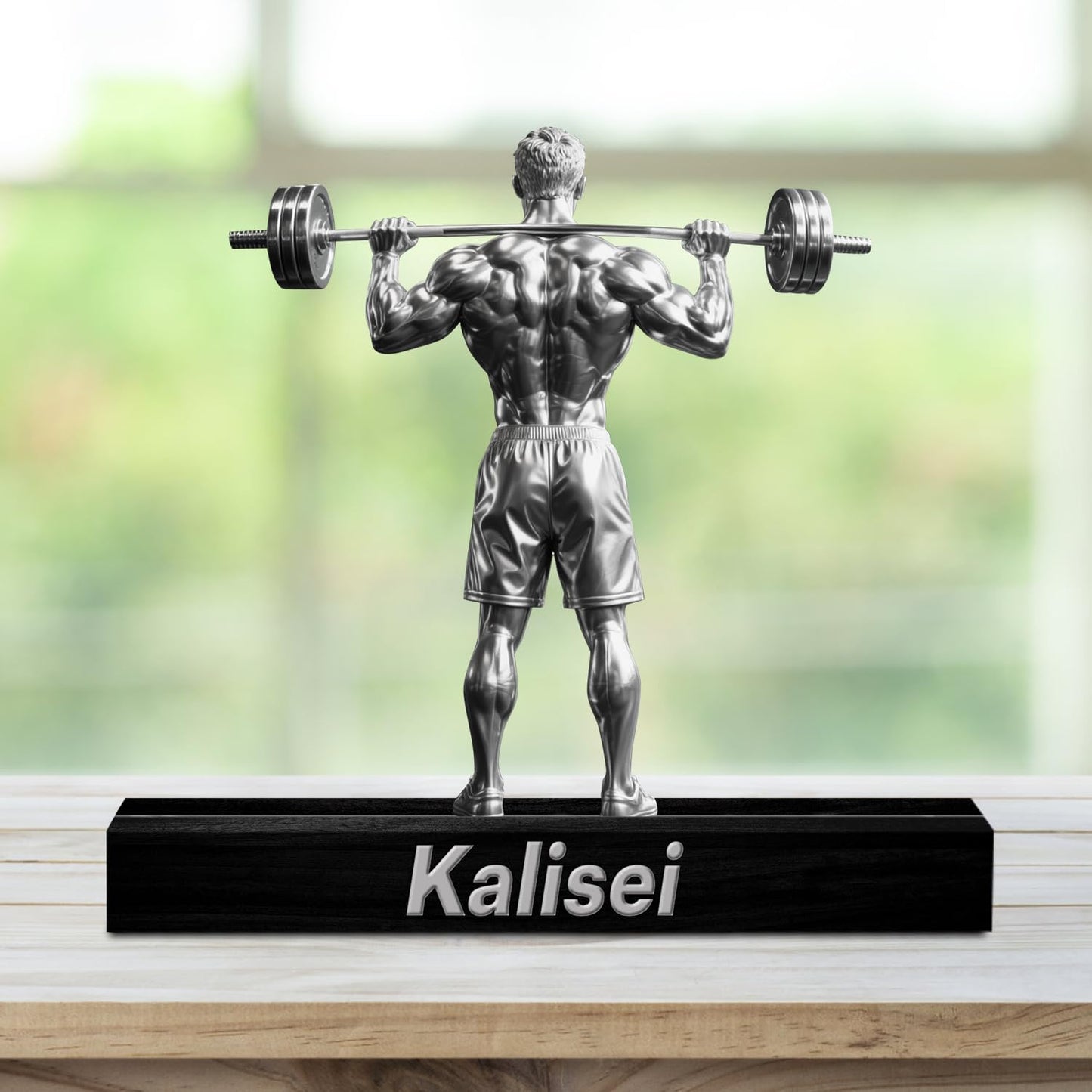 Personalized Fitness Muscle Man Ornaments for Bedroom Office Sport Room Custom Name Figurine Sign Plaque Fitness Dumbbells Athlete Acrylic Plaque Home Decor Gift for Men Women Sport Lover