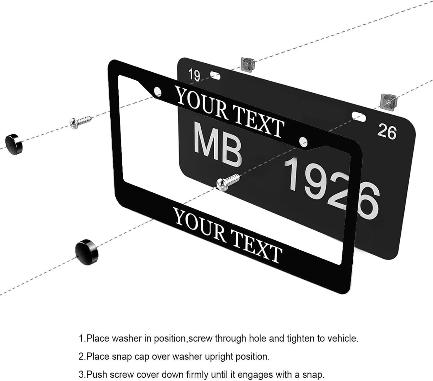 Personalized License Plate Frame， Custom License Plate Holder with Text Photo Logo，Customized Aluminum Metal Car Tag 12"X6"