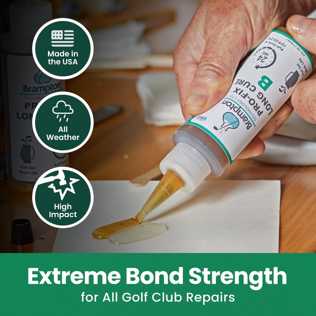 Brampton PRO-FIX Long Cure Golf Epoxy, 20-Min Full-Set Work Life, Extra Strength, Impact Resistant, 2-Part Epoxy Glue Kit for Golf Clubs, Shafts, Heads, Drivers, Putters, 1:1 Mix