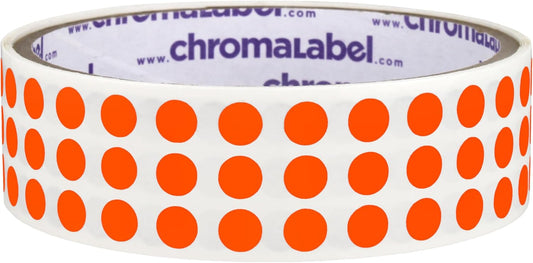 ChromaLabel 0.25 Inch Round Label Permanent Color Code Dot Stickers, 1000 Labels per Roll, Fluorescent Red-Orange