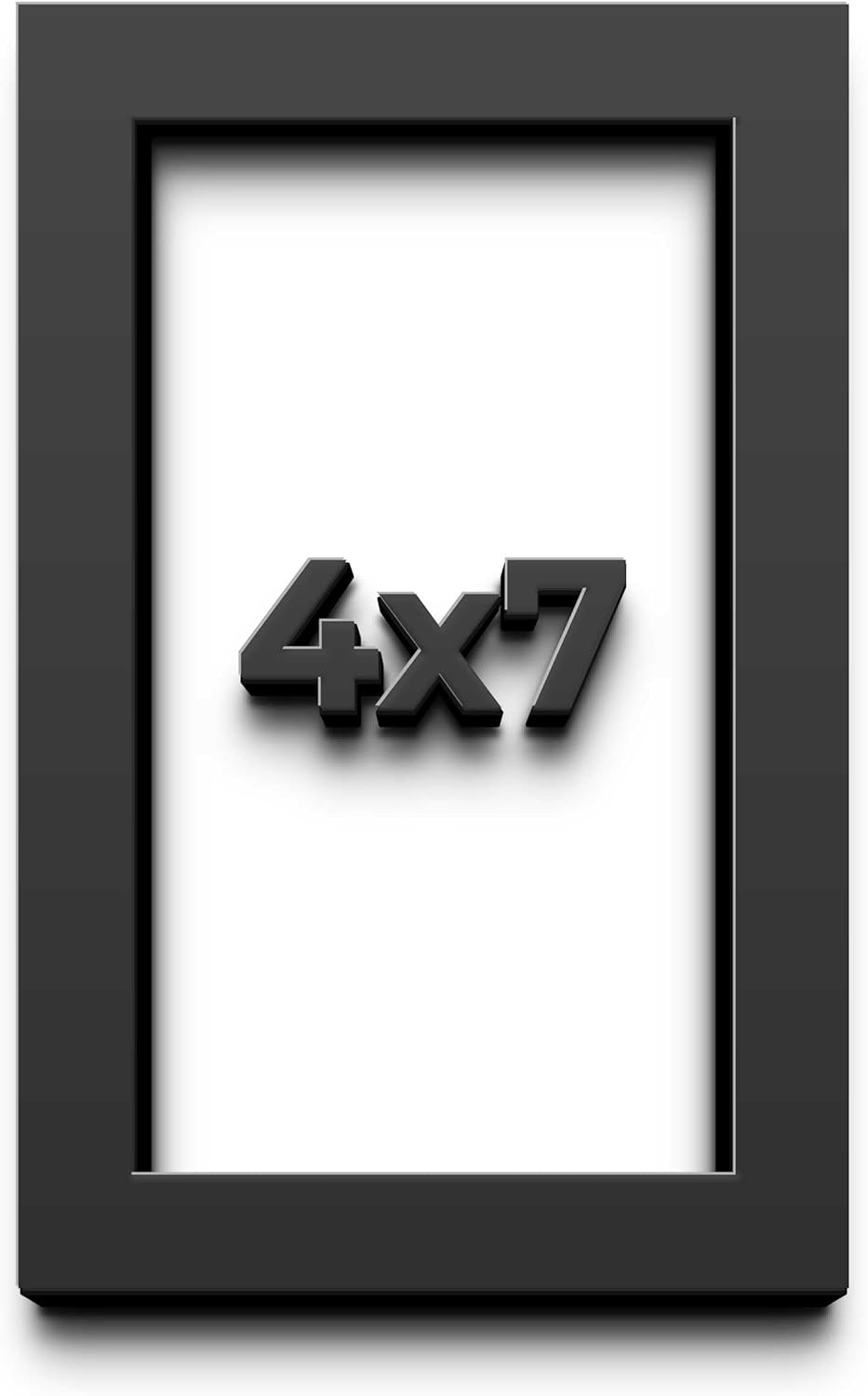 4x7 Shadow Box Black Solid Wood Display Frame with White Acid-Free Backing UV Acrylic & Hanging Hardware - with 3/4" Usable Depth