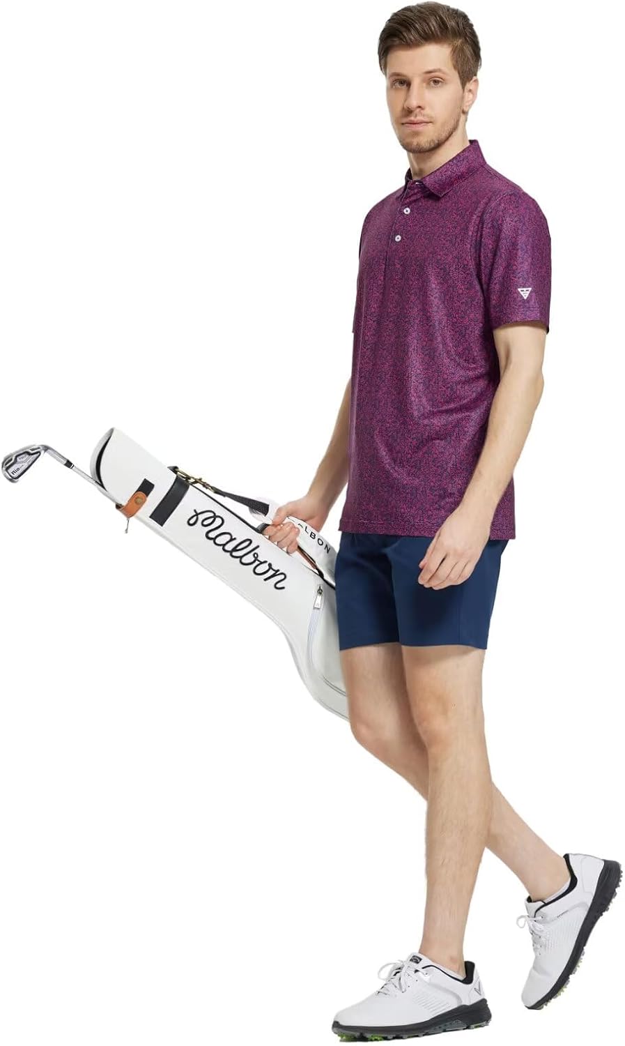 M MAELREG Mens Golf Shirt Short Sleeve Dry Fit Print Moisture Wicking Performance Patterns Collared Polo Shirt