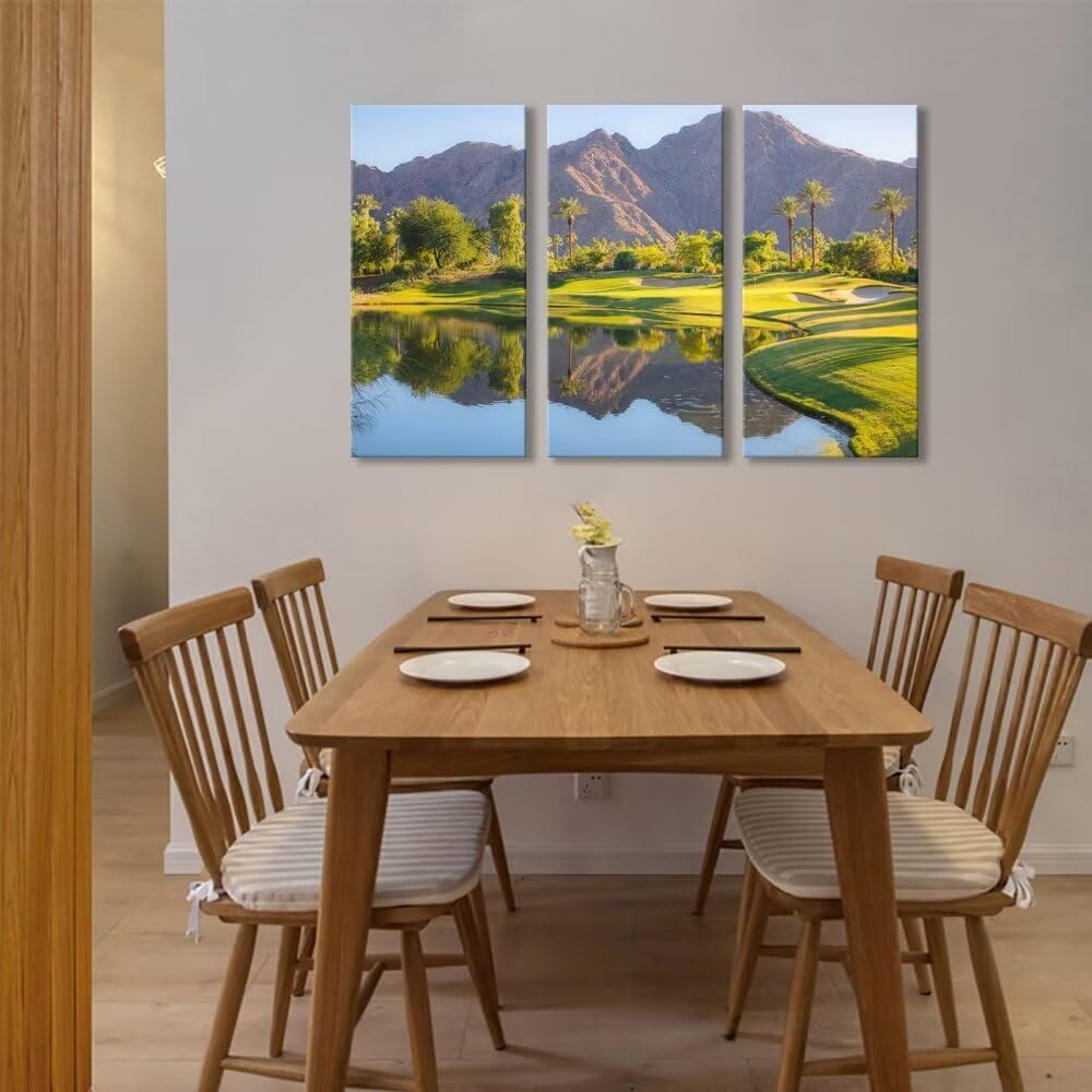 California Golf Course Wall Art Pictures USA Golf Course Wall Decor for Office Living Room Bedroom Home Decoraitons Framed Artwork Canvas Prints Ready to Hang(12''W x 24''H x3)