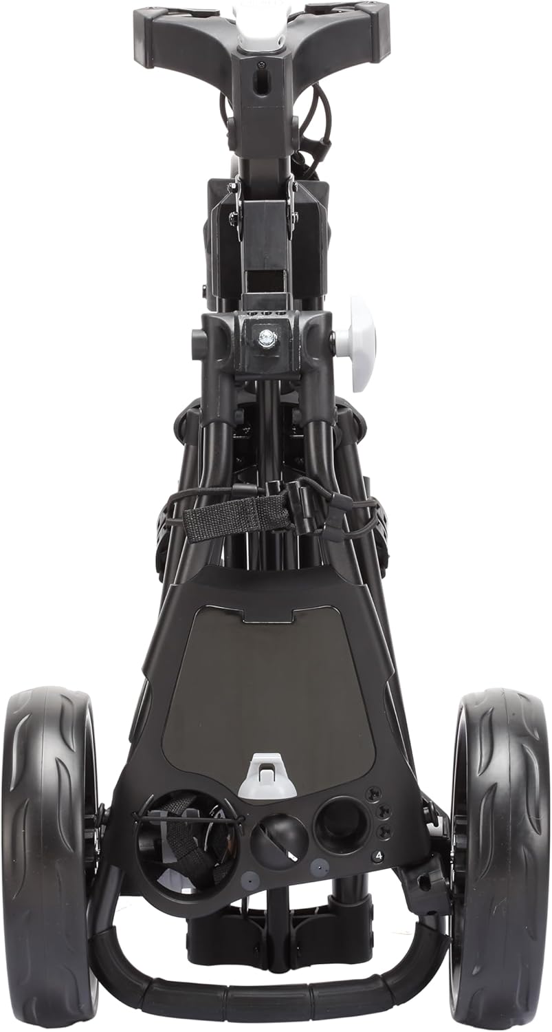 Golf Push Cart 3 Wheel with 360 Rotating Front Wheel, One Second to Open & Close, Lightweight Folding Golf Pull Cart with Foot Brake, Umbrella Holder, Cup Holder, & Storage Compartment