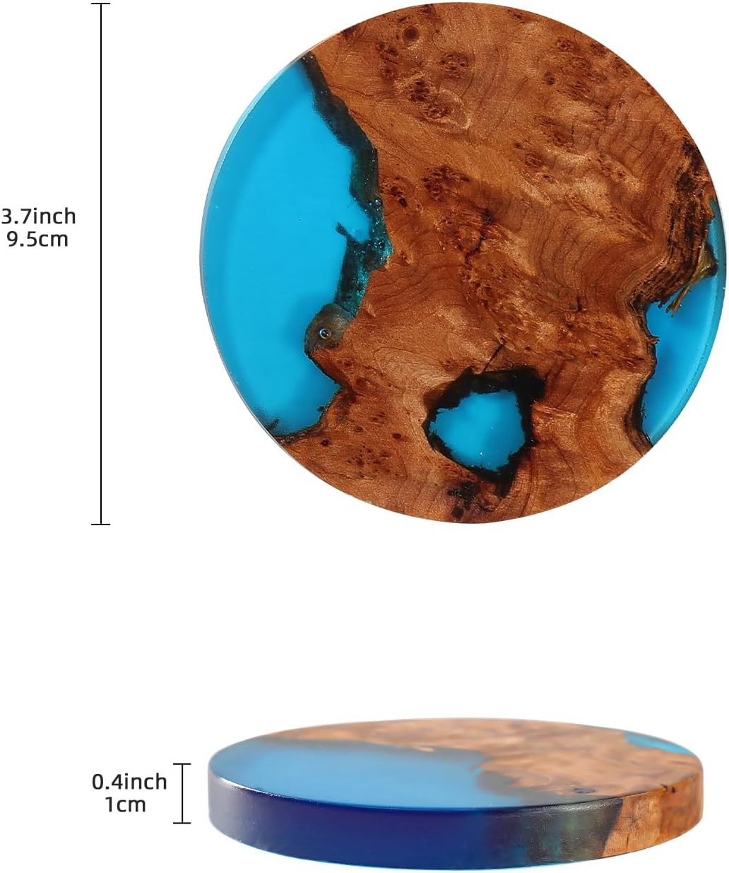 Drink Coaster Set, Wooden Coasters, Resin Coaster for Coffee Table, Tabletop Decorative Artwork, Unique, Handmade & Aesthetically Pleasing for Home, Office, Bar Decor,Coasters Set of 6 with Holder(6)