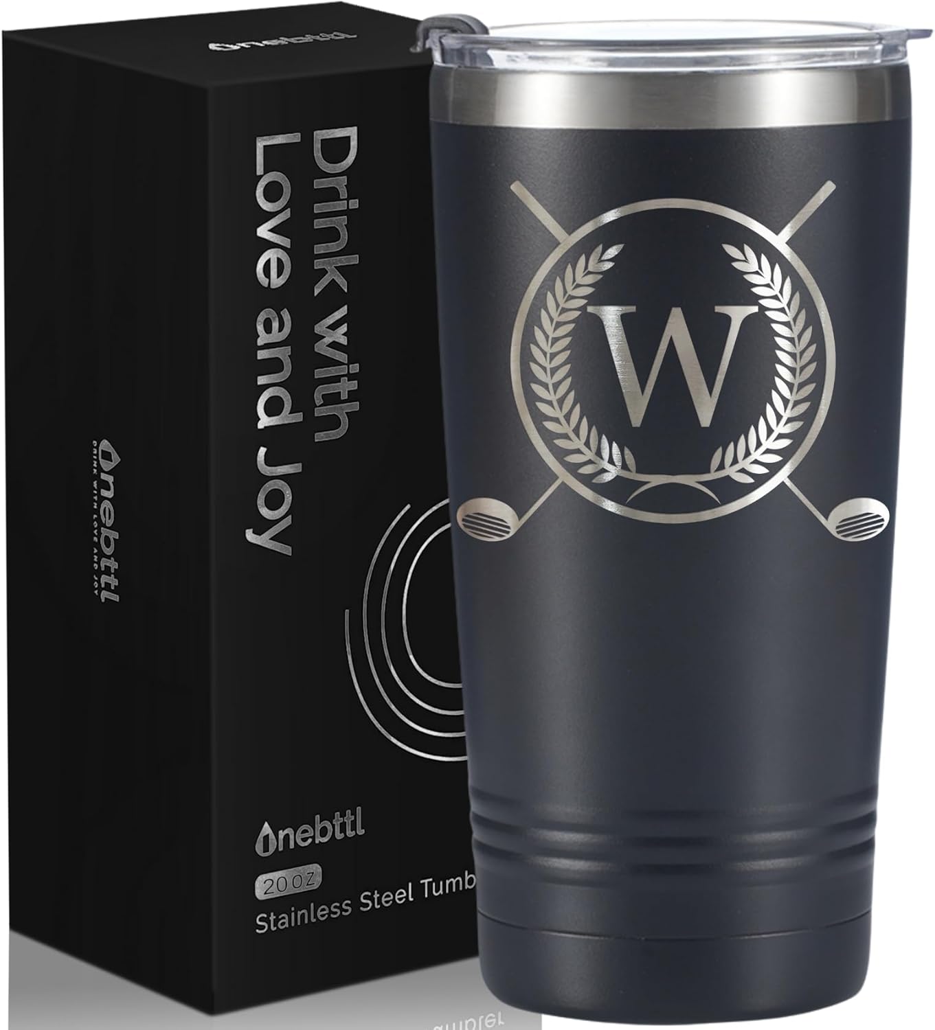 Onebttl Golf Gifts for Men with Initial for Golfer & Golf Lovers, 20oz Travel Mug, Perfect Gifts for Men, Birthday, Christmas - W