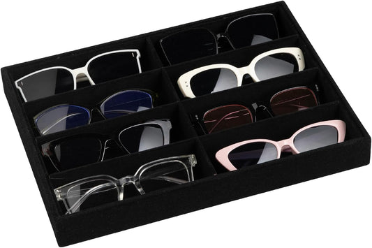 Frebeauty Sunglass Organizer,Velvet Glasses Organizer,8-Slot Sunglasses Tray for Drawer, Men's/Women's Sunglasses Box