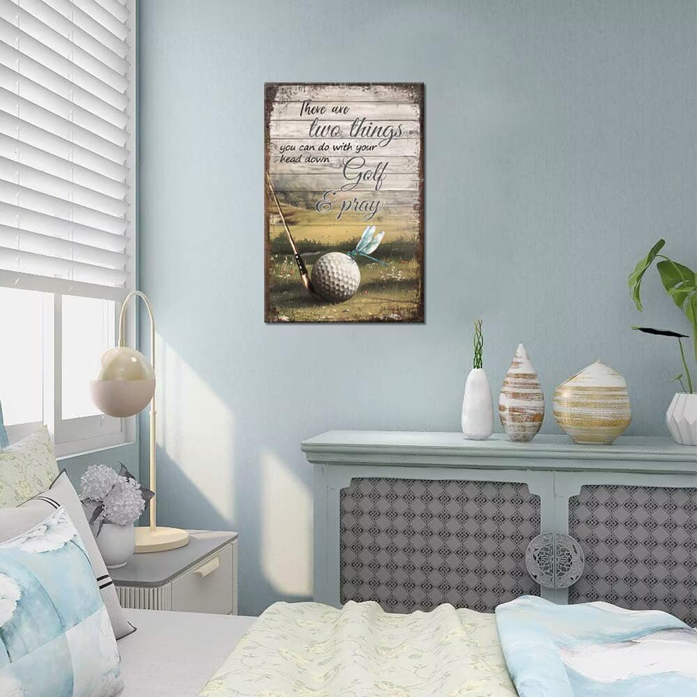 Golf Canvas Wall Art Christian Golf Print Painting Golf Sports Fan Picture Golf Poster Framed Modern Artwork for Living Room Office Club Home Decorations Ready to Hang (18 x 24 inch)