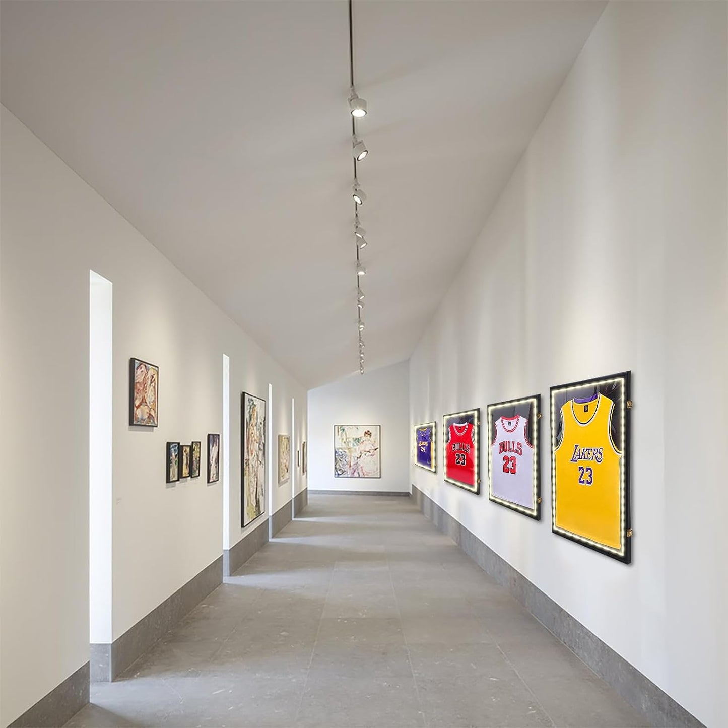 Nice C Jersey Frame Display Case with Lights, LED, UV Protection, Valet Pinboard, Acrylic, Basketball