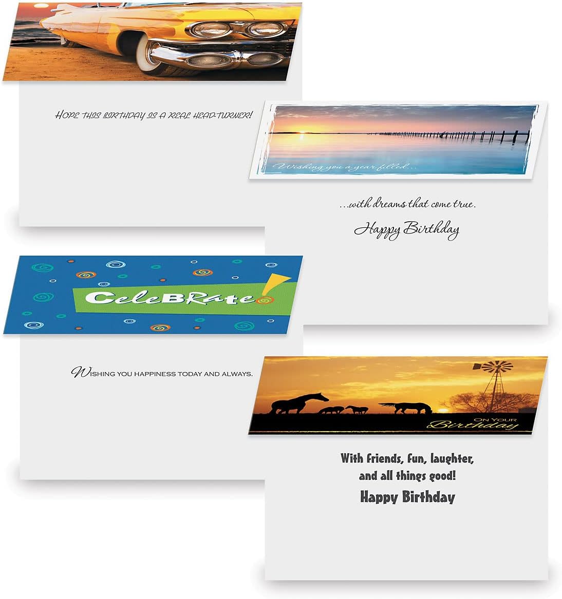 Current Scenic & Graphic Birthday Greeting Cards Value Pack - Set of 20, 10 Unique Designs, Large 5 x 7 Inch Cards, Sentiments Inside, Envelopes Included