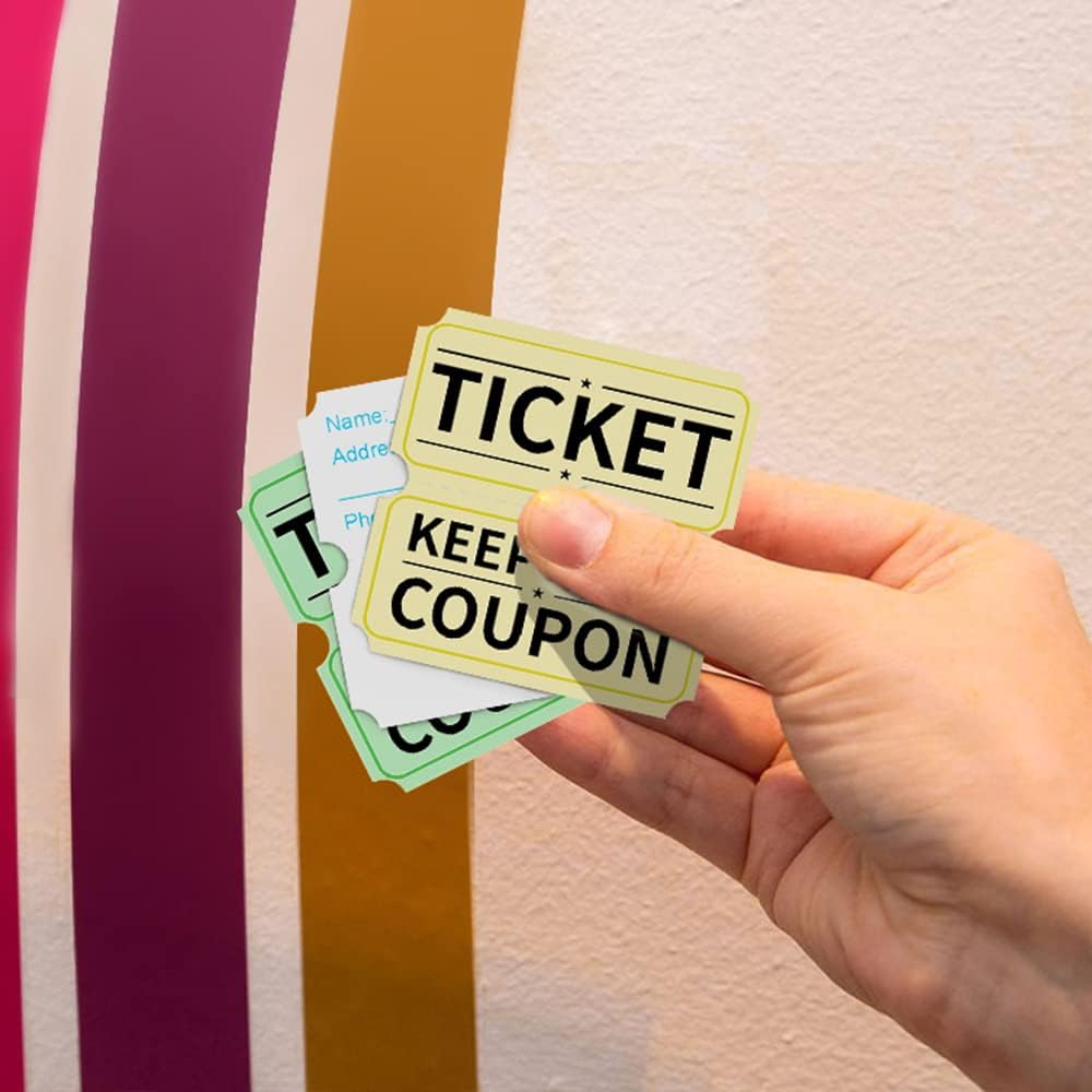 ESSENTIAL 2000 Yellow Double Raffle Tickets Rolls Printable for Leisure, Movie Watching, Entertainment