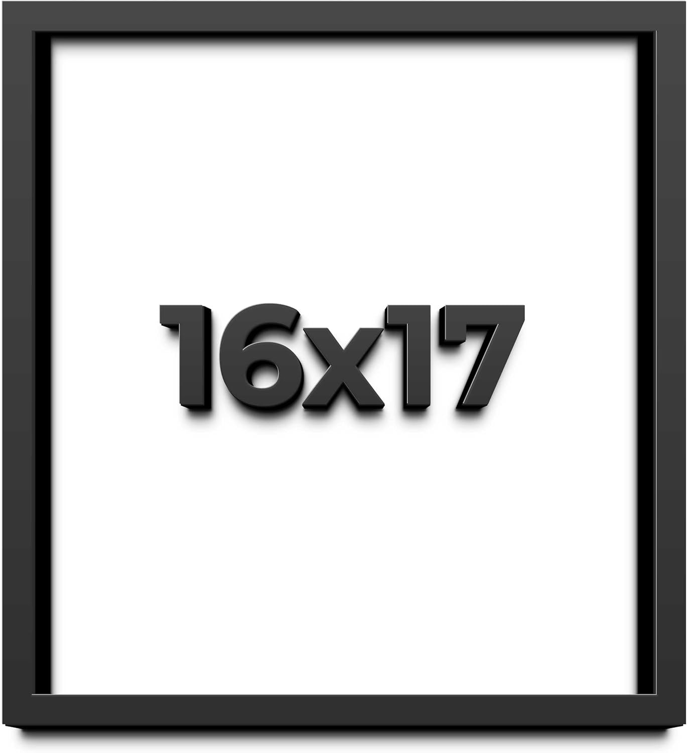 16x17 Shadow Box Black Solid Wood Display Frame with White Acid-Free Backing UV Acrylic & Hanging Hardware - with 3/4" Usable Depth