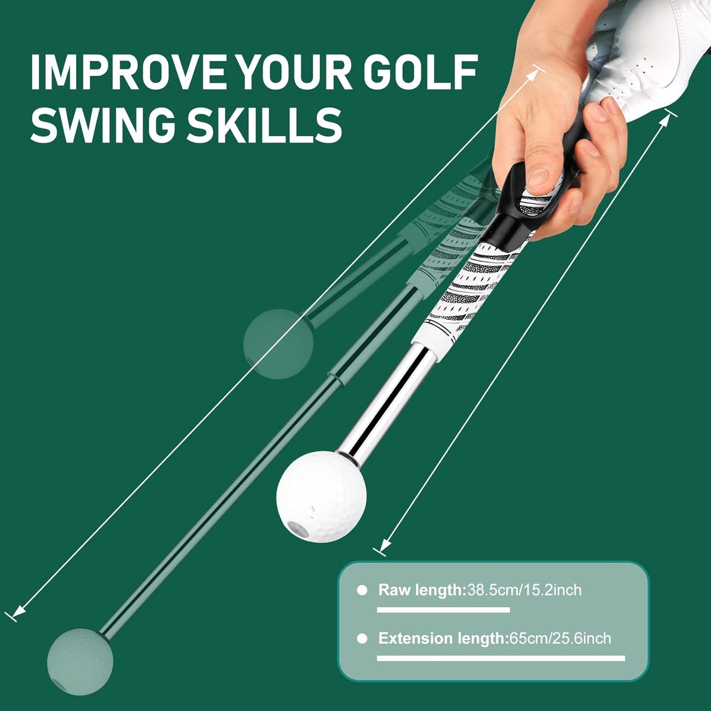 Golf Grip Swing Training Aid - Retractable Click Club Trainer Indoor Practice Warm Up Stick Flexible Telescopic Short Club Tempo Sound Release Trainer Devices