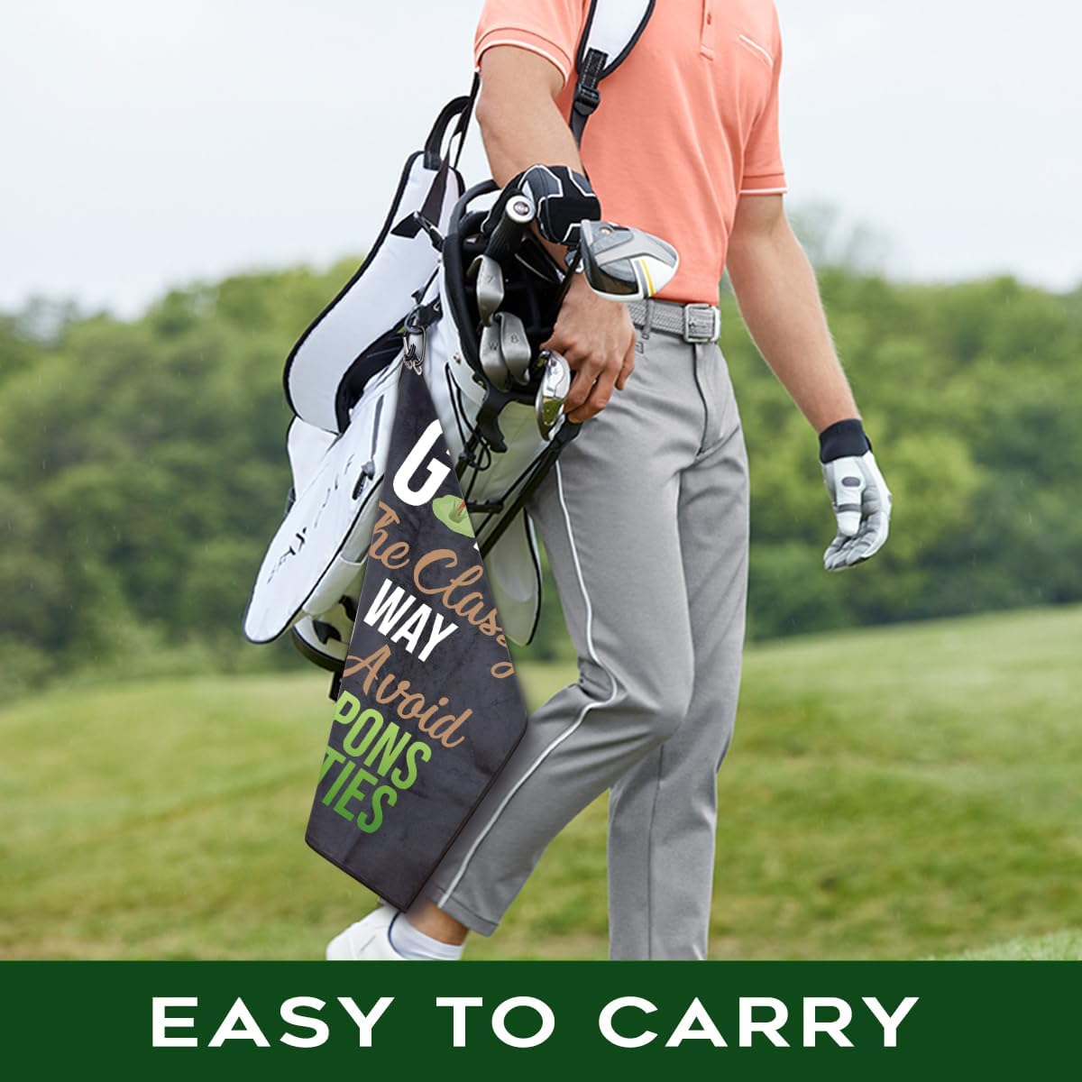 The Classy Way to Golf - Polyester and Cotton Blend Printed Towel, Funny Retro Accessories for Men Women, Gift for Fan Dad Grandpa, Lover Father's Day Birthday Gift