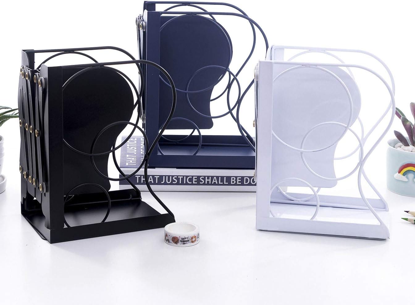 Adjustable Bookends Metal Book Ends for Heavy Book Holder Heavy Duty Bookends Nonskid Bookcase Desktop Book Organizer Binder Holder