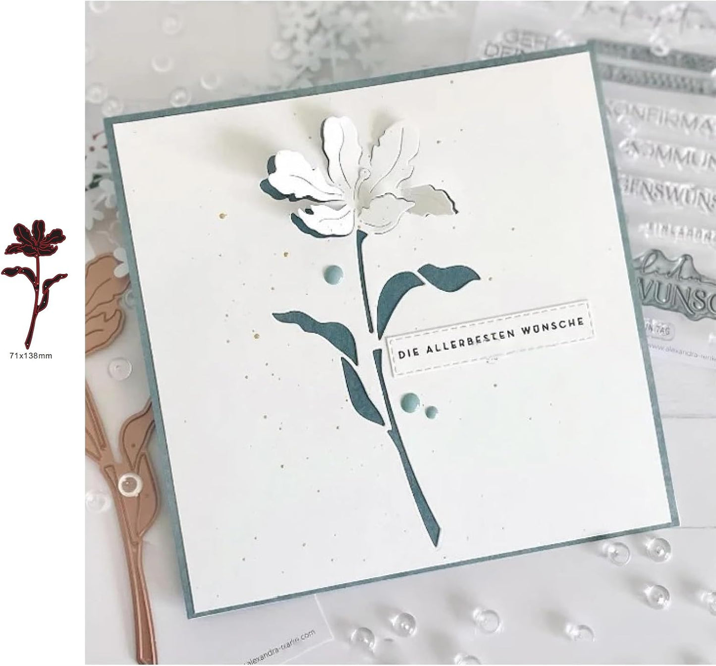 Lapoo Cutting Die for Scrapbooking, 3D Backgrounds Frame New Cutting Dies DIY Album Card Making Decor Paper Craft Metal Die Cuts Party Decorations (Flower Shadow 5.4 x 2.8 in)