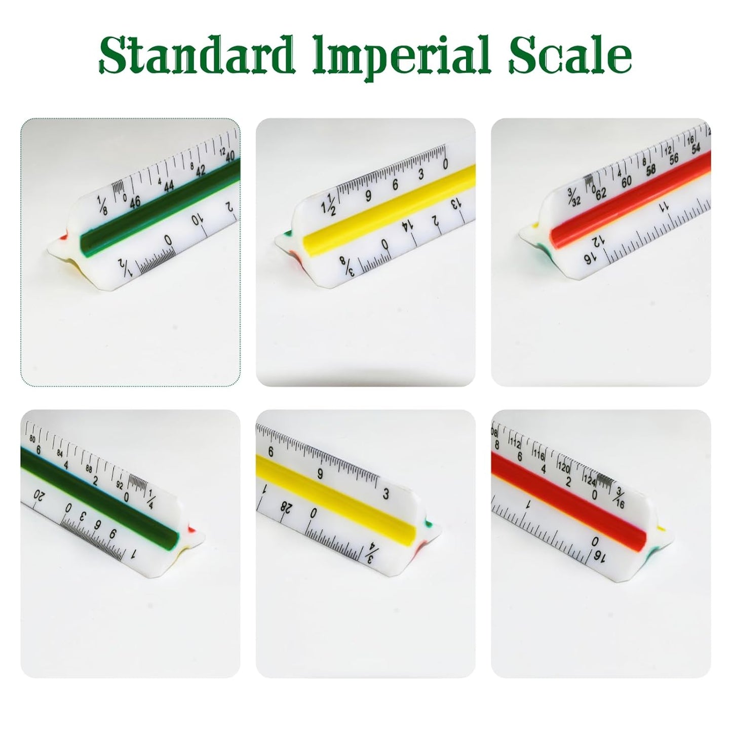 Architectural Scale Ruler, 12” Plastic Architect Scale, Triangular Ruler for Architects, Students, Engineers, Drawing Drafting Tools