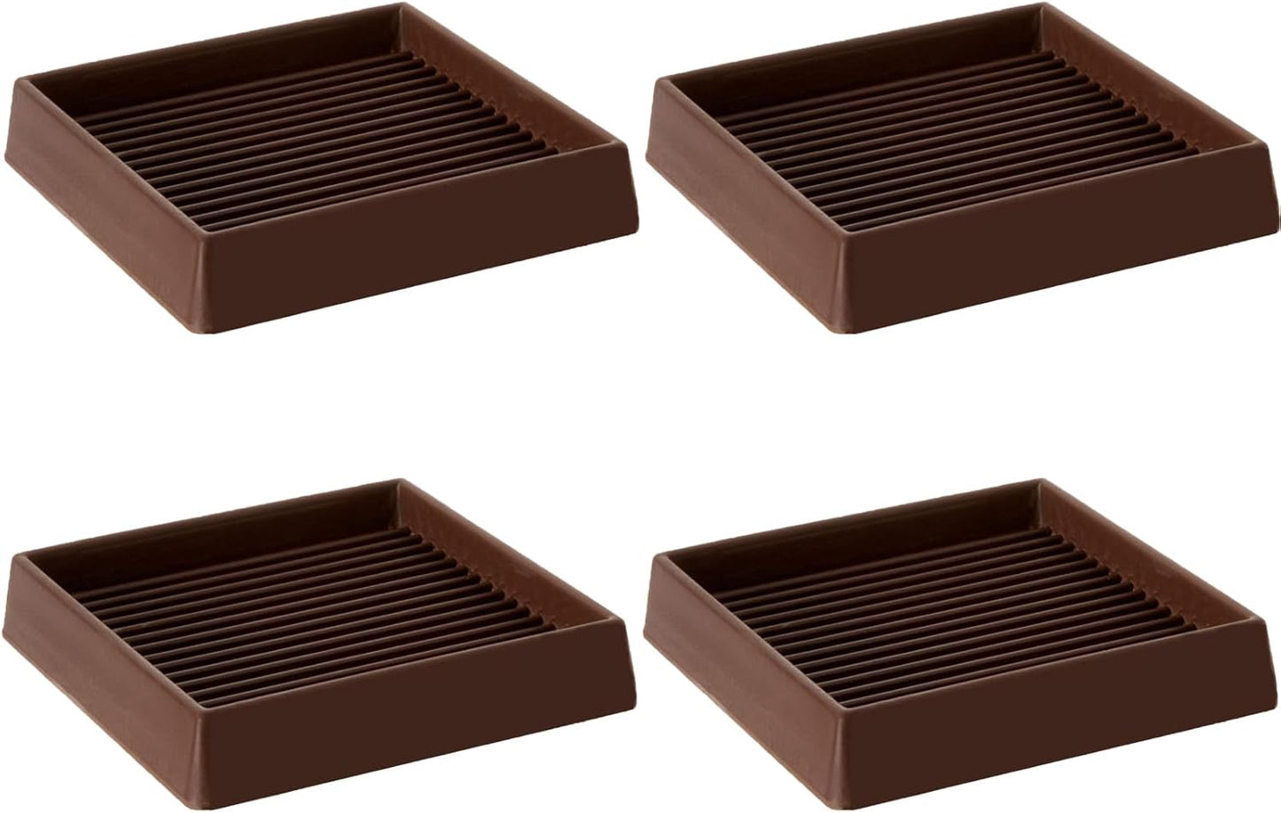 4X4 Rubber Caster Cups, Non Slip Furniture Pads, Anti-Slip Gripper, Anti Skid Furniture Feet, Anti Slide Floor Protector for Bed Couch Stoppers (Brown, 4 Pack)