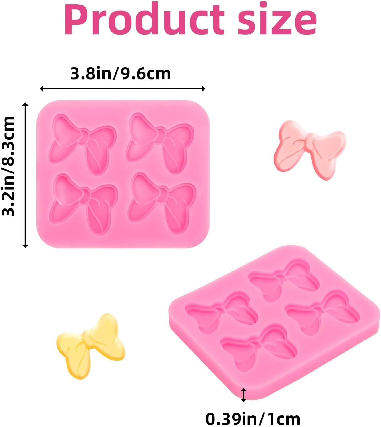 4 Pcs Bow Silicone Mold Fondant Bow Mold Cupcake Bow Molds for Cake Decorating Chocolate Candy Cake Pop Molds for DIY Desserts Fondant Clay