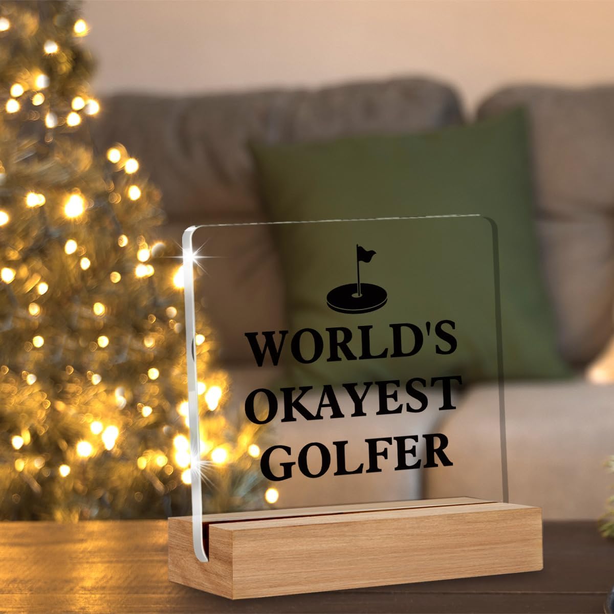 Golf Decorative Sign, Modern Golf Theme, 4 x 4 Inches, Acrylic Material, Tabletop, Okeyest Golfer